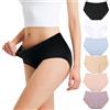 Falechay Slip Donna Mutande Cotone a Vita Media Culotte Multicolor-5 XS Pacco da 6