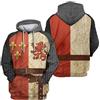 kewing Uniforme dell'Esercito Storico Realistico Stampa 3D Costume coloniale Figura storica Costume Cosplay Felpa con Cappuccio da Cavaliere