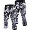 LAFROI Men's 2-Pack Compression Fit 3/4 Tights Leggings with Pcoket/Non-Pocket-YSK10 Dragon Size XXL