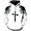 kewing Pullover da Uomo con Stampa Incrociata con Cappuccio Felpa con Stampa Ali d'Angelo Felpa con Cappuccio Casual Unisex