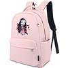 Roffatide Anime Demon Slayer Kamado Nezuko Zaino per Ragazze Stampato in Nylon Leggero Zainetto Rosa