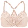 MELENECA Donna Reggiseno Taglie Forti Apertura Davanti Pizzo Racerback con Ferretto Beige 4H