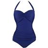 Angerella Vintage Ruched Halter One Piece Swimsuit per Donne