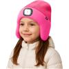 ATNKE Bambini LED Illuminato Berretto Cappello con Paraorecchie,USB Ricaricabile 4 LED Corsa Cappello Lampada Invernale Calda Pile Foderato Beanie Regali per Ragazzi e Ragazze