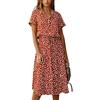 Wamvp Abito Lungo Elegante Donna Estivo Gonna a Pois Manica Corta Midi Vestito Beach Vintage