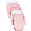 NEXT Bambina Confezione da 5 body basic per neonati a maniche lunghe in 100% cotone Rosa/Bianco 2 Anni-3 Anni