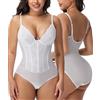 SHAPERIN Body In Pizzo Modellante Donna Corsetto Body Contenitivo Pancia Piatta con Ferretto Intimo Snellente Schiena Bassa Bianco L