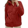 Generic Giacca da Camera Felpa Donna Pile Caldo Giacca da Donna Felpa Senza Cappuccio Autunno e Inverno Giacche Teddy con Zip Peluche Cappotto con ColloAlto Fleece Giacche Tinta Unita (Brick Red, L)