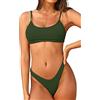 SHEKINI Costumi da Bagno a Costine Bikini Brasiliano Fascia Imbottita Pantaloni Perizoma High Cut Bikini SGAMBATO (Verde dell'Esercito, S)