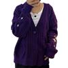 Mvdlinnds Speak Now - Cardigan da donna con scollo a V, stampa a stella, con bottoni, in lana, viola (L)