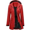 Tuopuda Giacca da Pioggia da Donna Lungo Cappuccio Impermeabile Antipioggia Donna Giacca a Vento Cappuccio Mantella Leggera Poncho Impermeabile per Campeggio all'aperto Escursionismo(Rosso,S)
