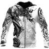 kewing Felpa con Cappuccio con Zip Viking Dragon Tattoo Felpa con Cappuccio Stampata in 3D Moda Maglione Casual Giacca a Maniche Lunghe Cappotto Top