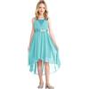 Freebily Vestito Bambina Elegante Paillettes Vestito da Principessa Cerimonia Ragazze Senza Maniche Chiffon Abito da Sposa Nozze Festa Damigella d'Onore Compleanno Battesimo Turchese 7-8 Anni