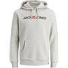 JACK & JONES - Felpa da Uomo con Cappuccio e Logo, Melange Bianco, XXL (EU) Uomo