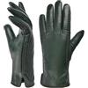 Harssidanzar Guanti invernali da donna in pelle di agnello con fodera calda Guanti da guida caldi con touchscreen HL001EU, Verde, Taglia XL