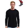 Merino.tech Maglia Termica Lana Merino Uomo - 100% Intimo Termico Lana Merino Uomo Leggero, Medio, Pesante con Calzini (XXL, 165 Black)