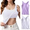 Jamron Donna 2 Pezzi Basic Canottiera con Reggiseno Imbottito Incorporato Canottiere Elasticizzate a Spalline Larghe