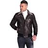 D'Arienzo Giacca Bomber in Pelle Testa di Moro Uomo Collo Montone Giubbotto Giubbino Vera Pelle Made in Italy Aviator