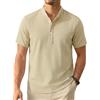 Enlision Camicia di Lino Uomo Maniche Corte Estive Camicie Cachi Senza Collo Coreana Casual Elegante Spiaggia Maglietta Lino Uomo 3XL