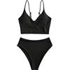 ZAFUL A coste Solido Camicia Chor Taglio A Gamba Alta Vita Tankini Set Imbottito Due Pezzi Costume Da Bagno Da Bagno Per Le Donne