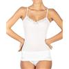 EGI Canotte Donna Filo di Scozia Spallina Sottile con Pizzo (4/M, Bianco)