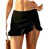 SHEKINI Donna Gonna da Nuoto Elegante Slim Gonna da Bagno Ruched Sportivo Costumi da Bagno Donna Costruito nel Bikini Pantaloni Gonna Corta Vestito da Spiaggia(Large, Nero)