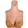YEEFAIRY Falso Seno in Silicone per Crossdresser - Costume a Colletto Alto - Breastplate Realistica per Drag Show, Transizione MTF e Cosplay (Pelle Scura, Coppa AA, Cotone)
