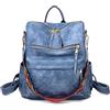 FANDARE Zaino da donna 3 in 1, borsa a mano per ragazze, in pelle PU, da donna, borsa a tracolla da viaggio, per università, viaggi, tempo libero, lavoro, scuola, ufficio, giorno, Blu, L, Elegante
