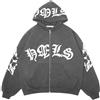 Silver Basic Giacca Y2K da Uomo Felpa con Cappuccio Hip-Hop Style Pullover Zip Hoodie a Maniche Lunghe Y2k Streetwear Tops XL,DeepGrey-2