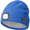 ATNKE LED Bluetooth Cappello con Luce,USB Ricaricabile 4 LED Senza Fili Musicale Altoparlante Corsa Cappello Invernale Calda Maglia Berretto con Pile Foderato Regali per Uomo e Donna/Magnolia Blue