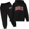 Generic Tuta da ginnastica per bambini e ragazze, 2 pezzi, con cappuccio, Brooklyn New York, set di tute da viaggio con grafica casual, pantaloni della tuta invernali e autunnali, felpa 2025, Nero , 11-12