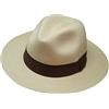 Borges & Scott Il Japura - Panama Fedora Firma - Naturale con Nastro Marrone - Autentico Panama Arrotolabile e Ultra Leggero - 58cm