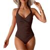 Generisch Tankini Donna Costume Intero Halter Contenitivo Scollo V Arricciato Snellente Moda Mare 2025