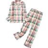 Uwdiohq Da Donna in Flanella, Set di Pantaloni Cotone Spazzolato con Bottoni, Taglia S XL, Abbigliamento Notte, Caldo E Accogliente, Invernale Maglia Taglie Comode (Blue, XXL) Pigiama Bottoni
