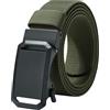 LionVII Cintura elastica a cricchetto con fibbia automatica, regolabile ed elastica, cintura da lavoro per uomo, 130 cm, verde militare, L