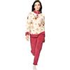 Infiore Pigiama Donna Pile Effetto Coral - Morbido e Felpato - Invernale (651480 Panna/Rosso, S)
