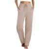 Vlazom Pantaloni del Pigiama Donna Modale Lungo Pantaloni da Notte con Tasche Pantalone Lunghi Morbidi，Beige，S
