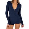 LACOZY Pagliaccetti a maniche lunghe con scollo a V per le donne sexy Y2k pantaloncini tuta aderente pigiama set palestra body
