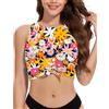 WOWENY Tankini Top da Donna Singolo, Costume da Bagno con Coppe Sexy, Bikini Push up Crop Top (Solo Tankini Top, A Fiori Gialli, S