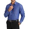 HISDERN Camicia Uomo Elegante Blu Camicie da Uomo Manica Lunga di Cotone con Taschino Bottoni Regular Fit Formale Tinta Unita No Stiro L