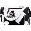 Roffatide Sacchetto Anime per Danganronpa Monokuma Borsa a Tracolla in Tela Cartella in Pelle Sintetica con Patta Zainetto a Tracolla Nero