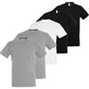 Stampasi T-Shirt Uomo Donna Cotone 100% 150g - Set 5 Magliette Girocollo Manica Corta Unisex, Basic per Lavoro e Tempo Libero, Pack Bianco Nero o Multicolore (Grigio/Royal/Navy/Bordeaux) Taglie S-XXL