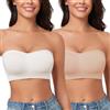 WOWENY Reggiseno a Fascia da Donna Senza Spalline Senza Ferretto, Bralette Imbottita Senza Cuciture con Spalline Trasparenti