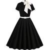 Vhersily Donna 2026 Anni '50 Abito da Cocktail retrò Vintage Manica Corta A Pois Rockabilly Swing Elegante Abito da Sposa Sera Vestito al Ginocchio Pieghe Gonna alla Moda Anni '60 Vestiti Primavera