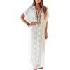 LikeJump Donna Cotone Caftan Vestito Lungo da Spiaggia Abito Maxi Parei Costume da Bagno Cover Up