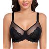 DotVol Donna Minimizer Pizzo Sexy più Dimensione Copertura Completa Underwire Reggiseno Quotidiano(Nero, 5F)