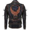 Infinity Leather Giacca da Motociclista da in Pelle Eagle in Rilievo Live TO Ride da Uomo Vintage Nero Brando