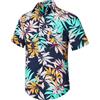 Enlision Camicia Hawaiana Uomo Manica Corta Estiva Blu Navy Floreale Casual Camicie Stampa Hawaiane Spiaggia Vacanza con Tasca 3XL