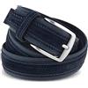 La Bottega del Calzolaio Cintura tela e camoscio uomo blu 4 cm in vera pelle artigianale made in Italy (125 cm (54/56 EU))