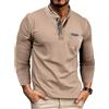 Ryehack Maglietta Uomo Manica Lunga Casual Cotone T-Shirt con Bottoni Polo Golf Maglia Regular Fit S-2XL
